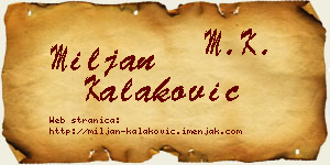 Miljan Kalaković vizit kartica